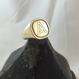 1 Initial Engraved  16mm x 16mm  - 9 Carat Yellow Gold Signet Ring