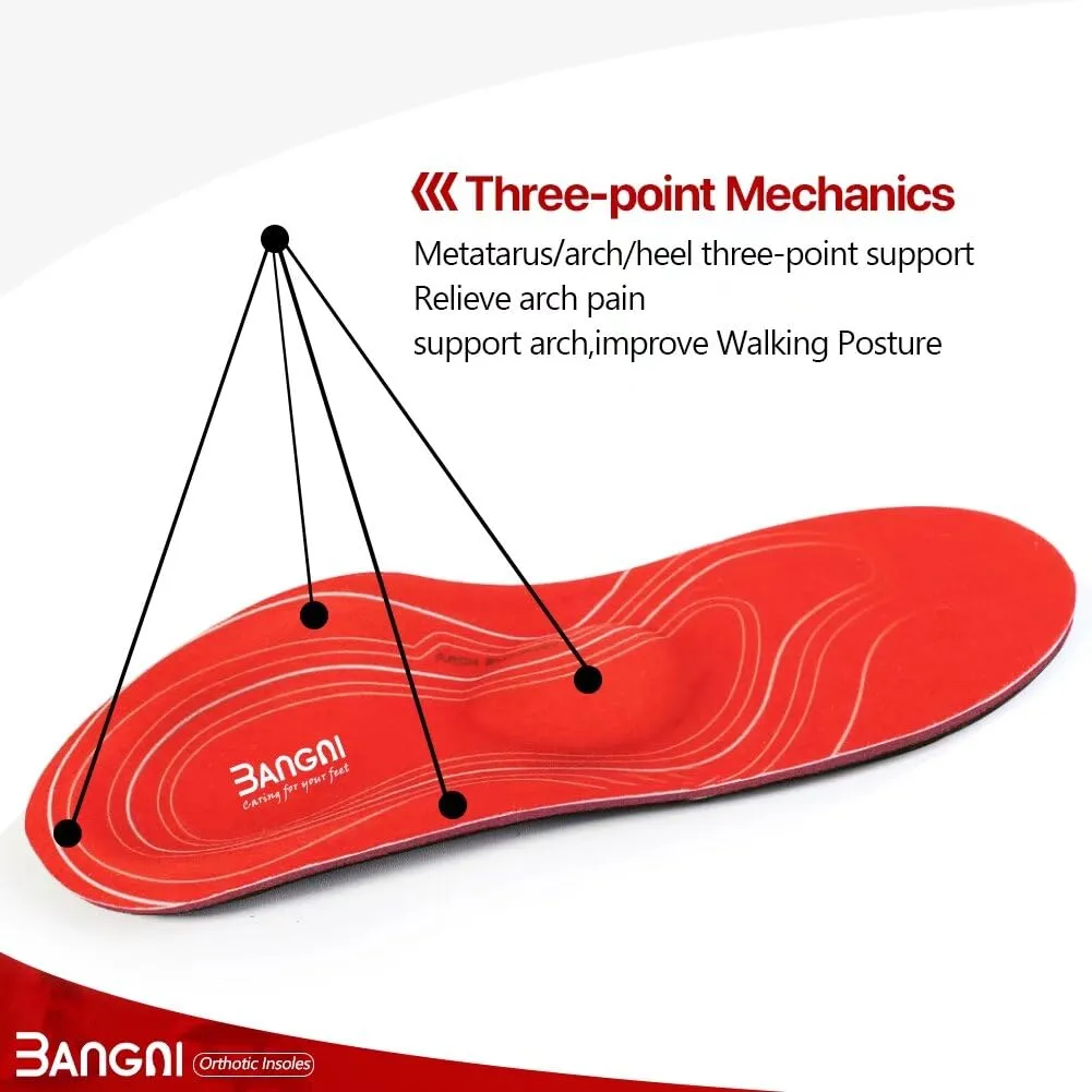3ANGNI Orthopedic insoles, flat foot insoles, shoe insoles, orthopedic, heel spur insoles, splayfoot, plantar fasciitis, comfortable arch for men and women Orthopedic Insoles EU (43-44) 280MM 1007-Red