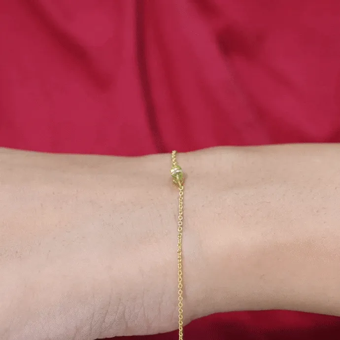 3X6 MM Marquise Cut Solitaire Peridot East West Chain Bracelet