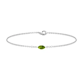 3X6 MM Marquise Cut Solitaire Peridot East West Chain Bracelet