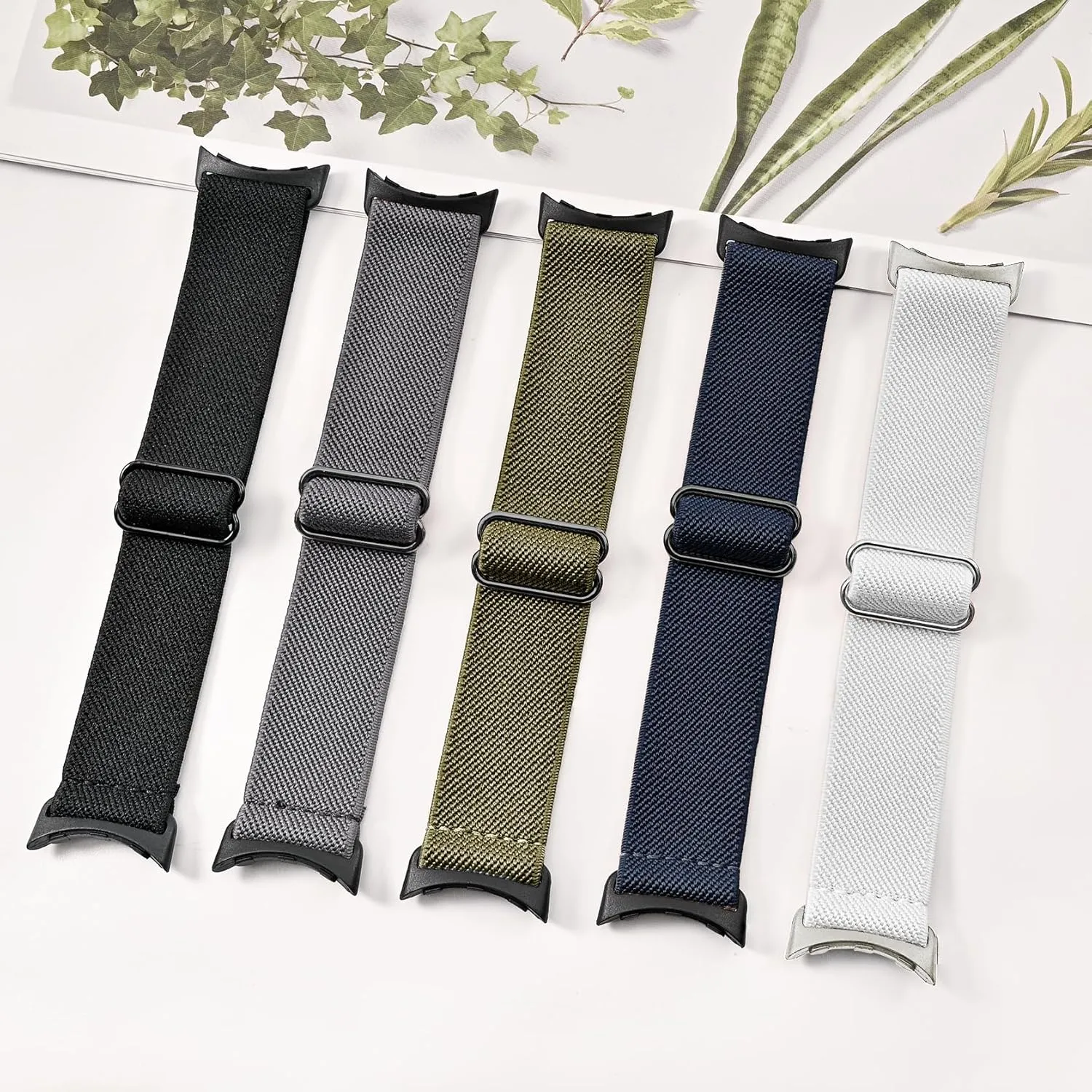5 Pack Stretchy Nylon Compatible with Google Pixel Watch 3 45mm Band for Women Men, Elastic Adjustable Straps Soft Sport Wristbands Replacement for Pixel Watch 3 45mm Accessories