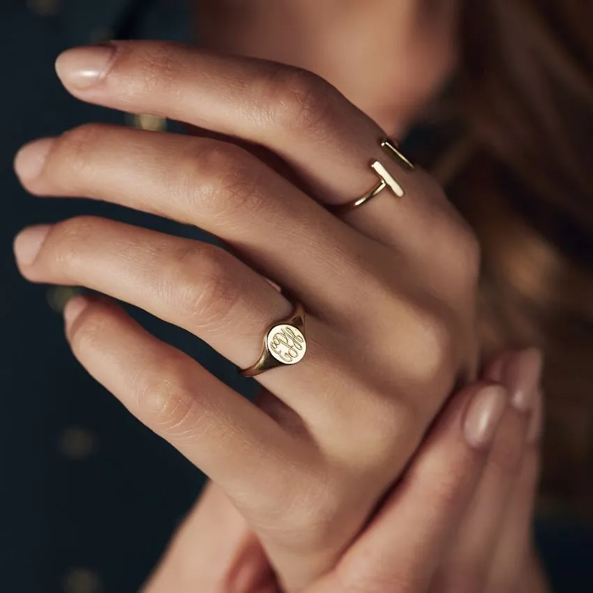 9ct Gold Personalised Monogrammed Signet Ring