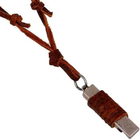 AZYOUNG Retro Silver Bottle Opener Pendant 4mm Adjustable Brown Leather Chain Necklace,19'' to 34'' 2''