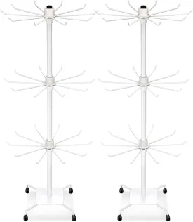 BBTO 2 Pcs Rotating Display Stand Jewelry Display Rack with Hooks Metal Earrings Stand for Vendors Necklace Bracelet Selling(White,28.35 x 11.81 Inch)