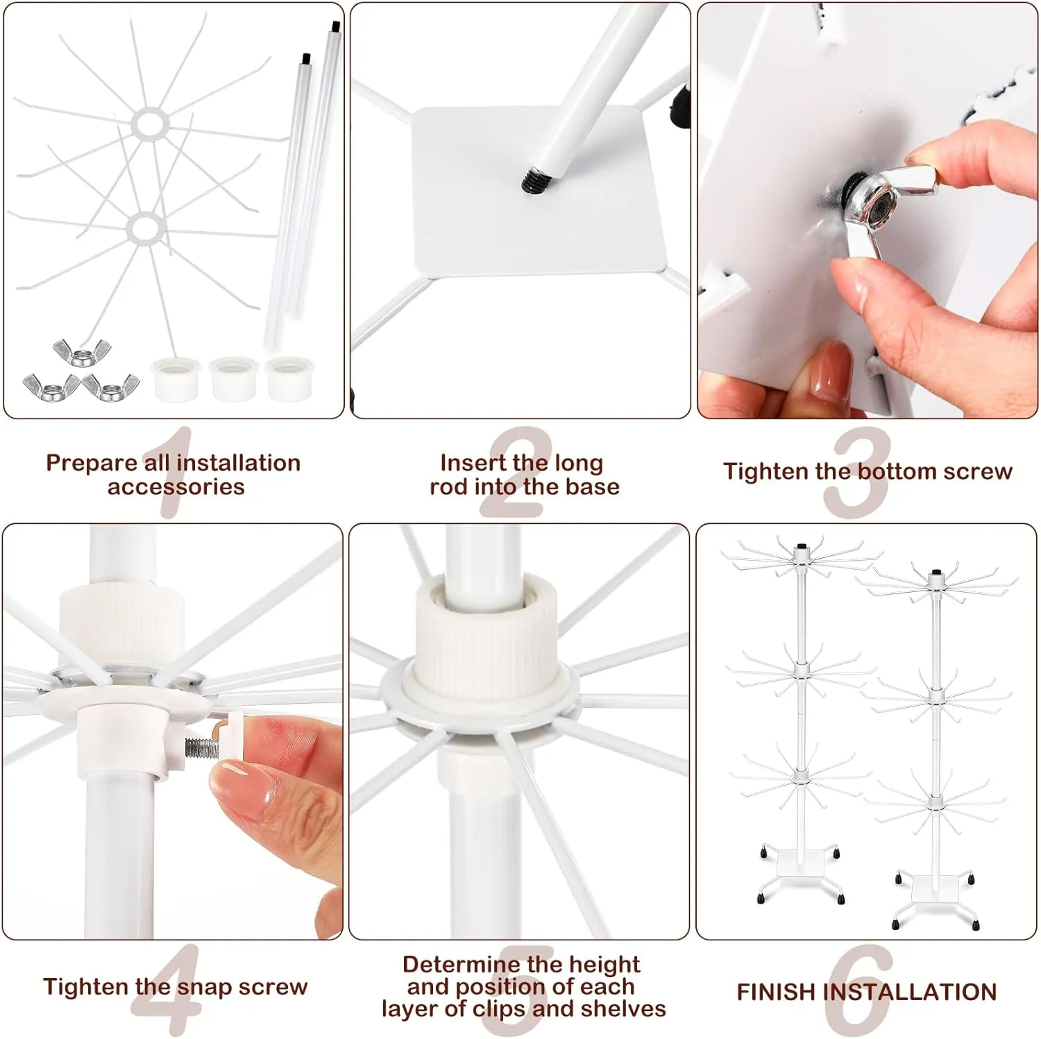 BBTO 2 Pcs Rotating Display Stand Jewelry Display Rack with Hooks Metal Earrings Stand for Vendors Necklace Bracelet Selling(White,28.35 x 11.81 Inch)