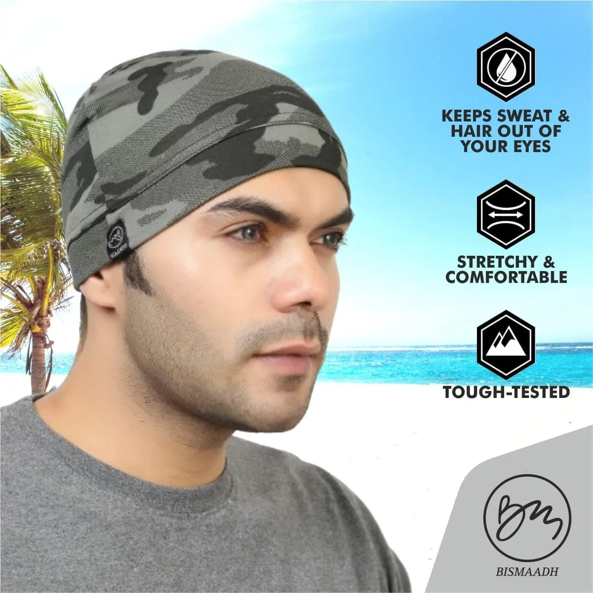 BISMAADH Multi-Purpose Cap Beanie Sleep Hats Stretchy Helmet Liner Running Headwear for Men Women