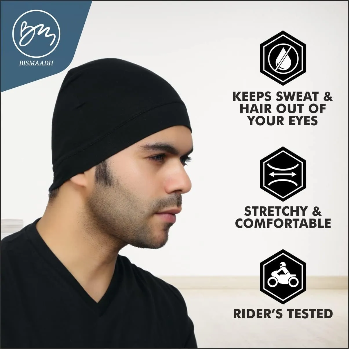 BISMAADH Multi-Purpose Cap Beanie Sleep Hats Stretchy Helmet Liner Running Headwear for Men Women