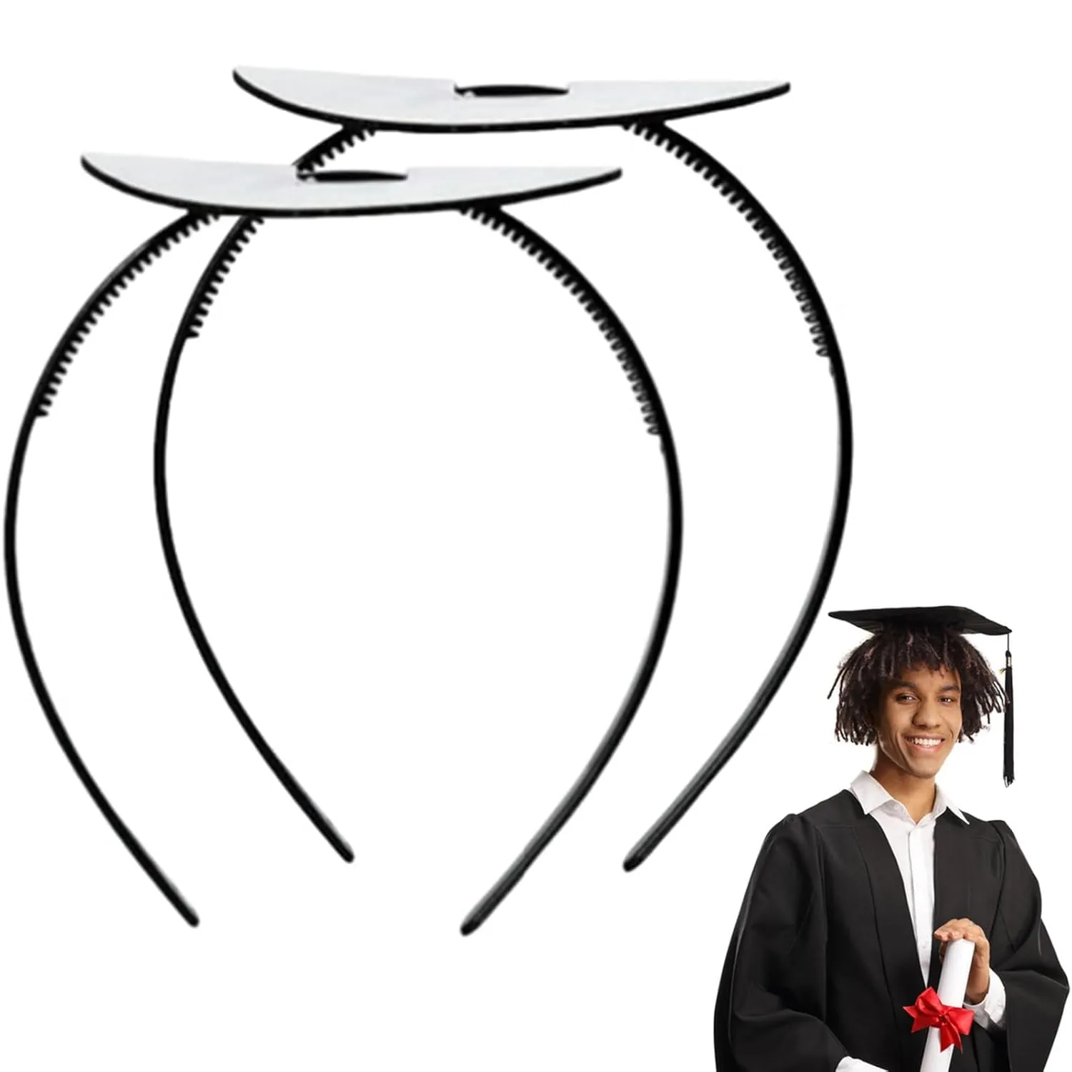 Black Adjustable Graduation Cap Headband Insert, Don't Change Your Hair, Upgrade Headband, Anti-Fall Hairband for Cap