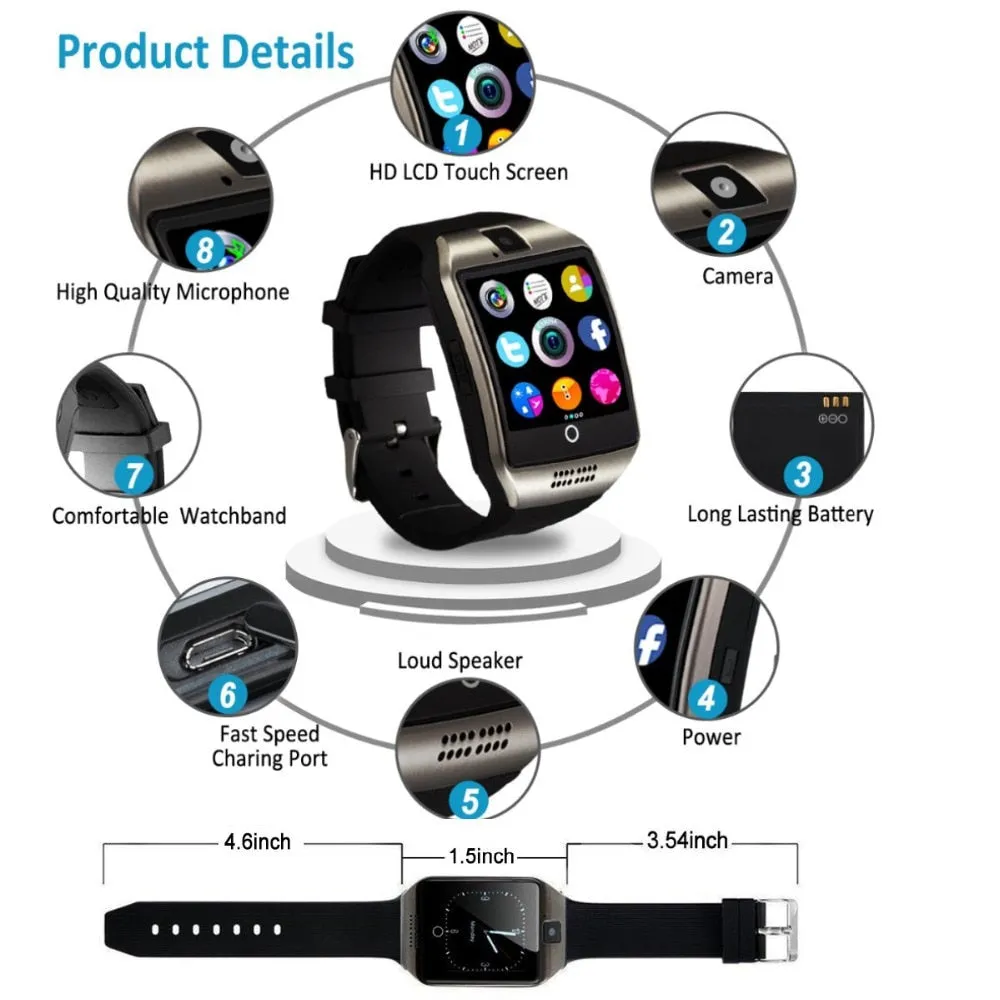 Bluetooth Smart Watch Touchscreen with Camera,Unlocked Watch Cell Phone with Sim Card Slot, Supports MP3 Player Music Playing