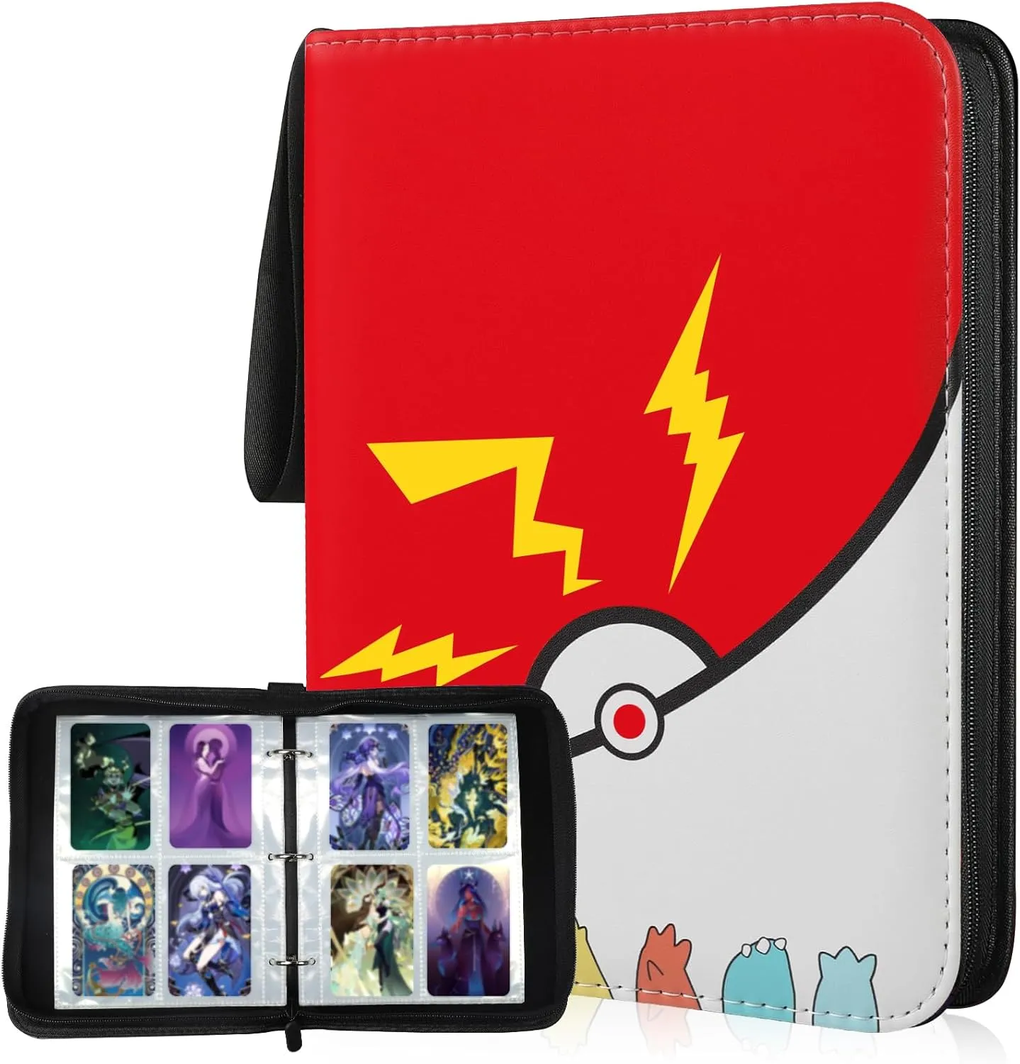 Card Binder Card Album 400 Pockets with Zipper, Double-Sided 4-Pocket Card Holder Carry Case for YuGiOh, MTG, TCG, Game Cards & Baseball Basketball & Football Cards - Includes 50 Removable Sleeves