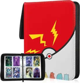Card Binder Card Album 400 Pockets with Zipper, Double-Sided 4-Pocket Card Holder Carry Case for YuGiOh, MTG, TCG, Game Cards & Baseball Basketball & Football Cards - Includes 50 Removable Sleeves