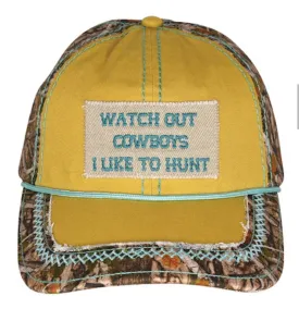 Catchfly Ladies Watch Out Cowboys Yellow and Camo Ponytail Baseball Cap  23204HB7