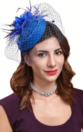 Cizoe Fascinators Hats for Women Pillbox Hat 20s 30s 50s Vintage Feather Headwear Bowler Flower Veil Wedding Tea Party Hat