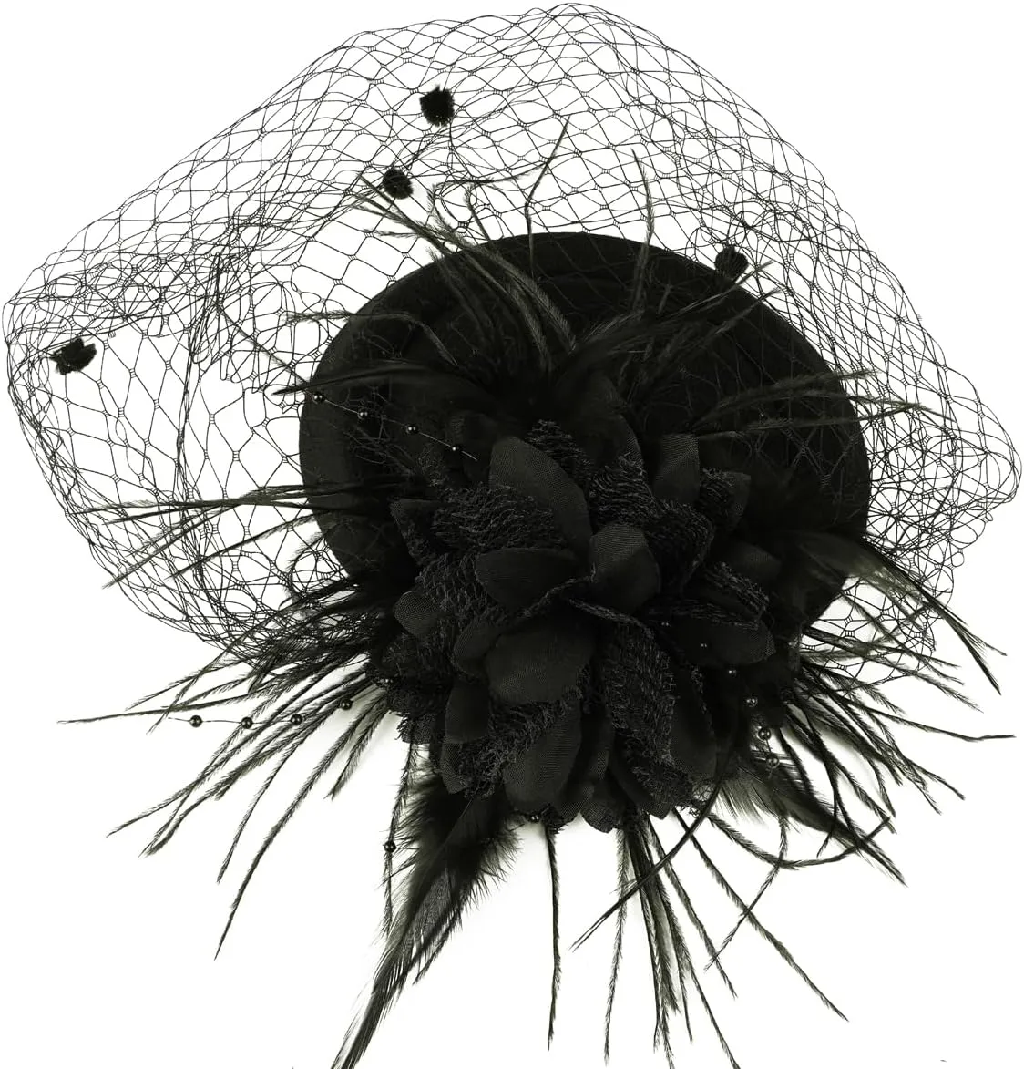 Cizoe Fascinators Hats for Women Pillbox Hat 20s 30s 50s Vintage Feather Headwear Bowler Flower Veil Wedding Tea Party Hat