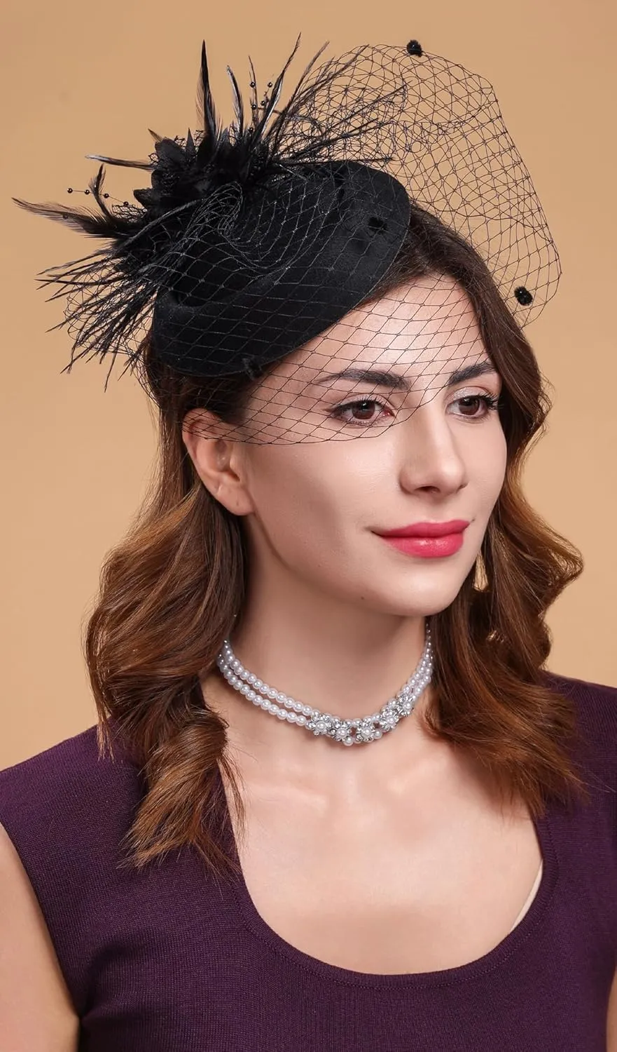 Cizoe Fascinators Hats for Women Pillbox Hat 20s 30s 50s Vintage Feather Headwear Bowler Flower Veil Wedding Tea Party Hat