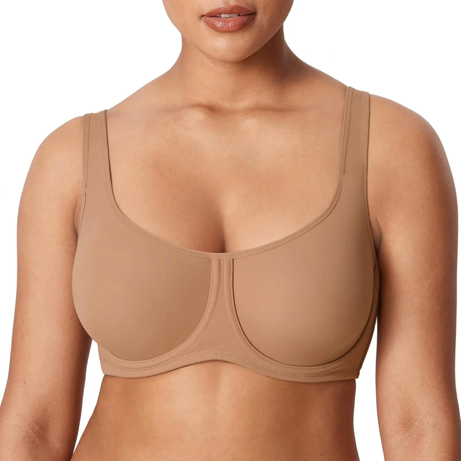 DELIMIRA Women's Confishape Full Coverage Bra Plus Size Supportive Underwire Unlined Comfortable Bras