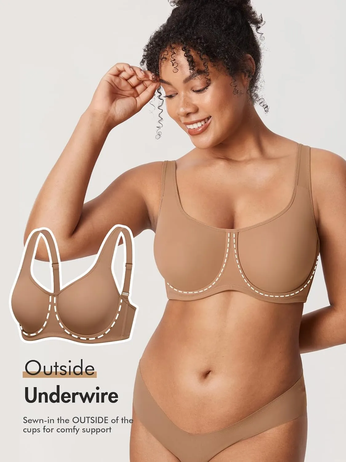 DELIMIRA Women's Confishape Full Coverage Bra Plus Size Supportive Underwire Unlined Comfortable Bras