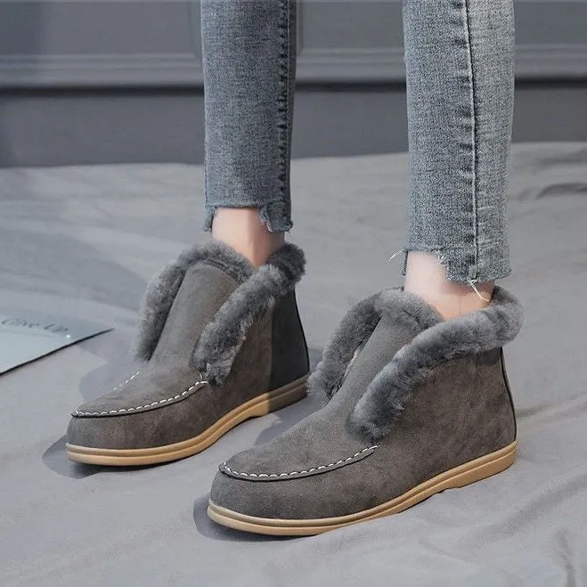 Dyavor Women Orthopedic Boots Thick Plush Slip-ons