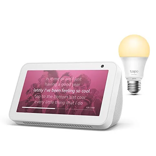 Echo Show 5, White   TP-Link Tapo smart bulb (E27), Works with Alexa