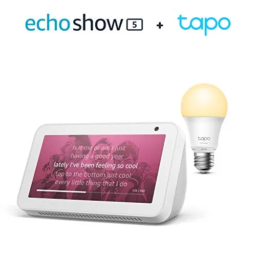 Echo Show 5, White   TP-Link Tapo smart bulb (E27), Works with Alexa