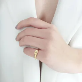 Engraved Initial Oval Signet Ring