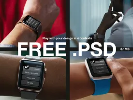 Free 4 Apple Watch Mockups Psd