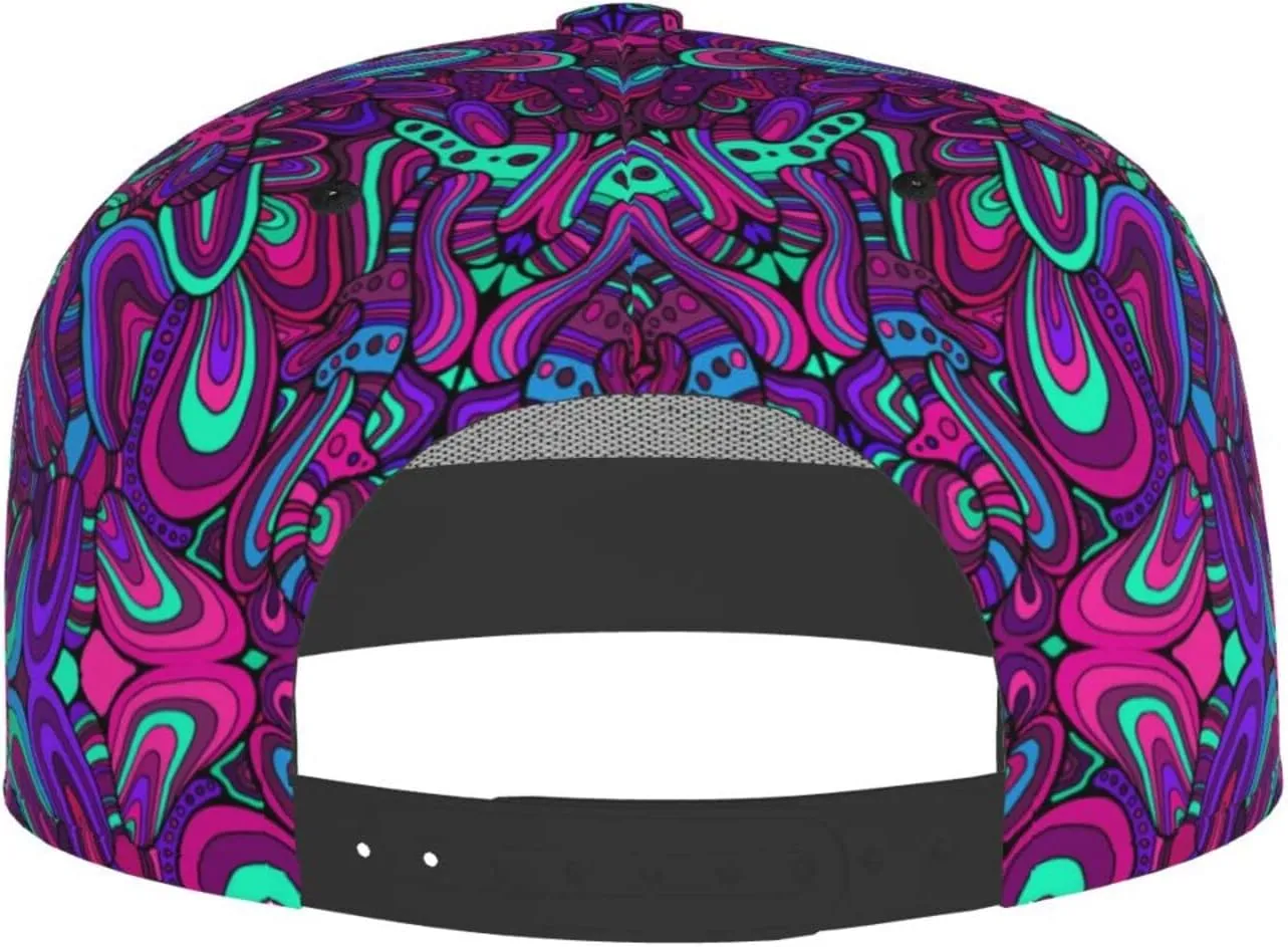 Funny Trippy Baseball Cap Men Women Rainbow Tie Dye Adjustable Snapback Flat Bill Hip Hop Hat