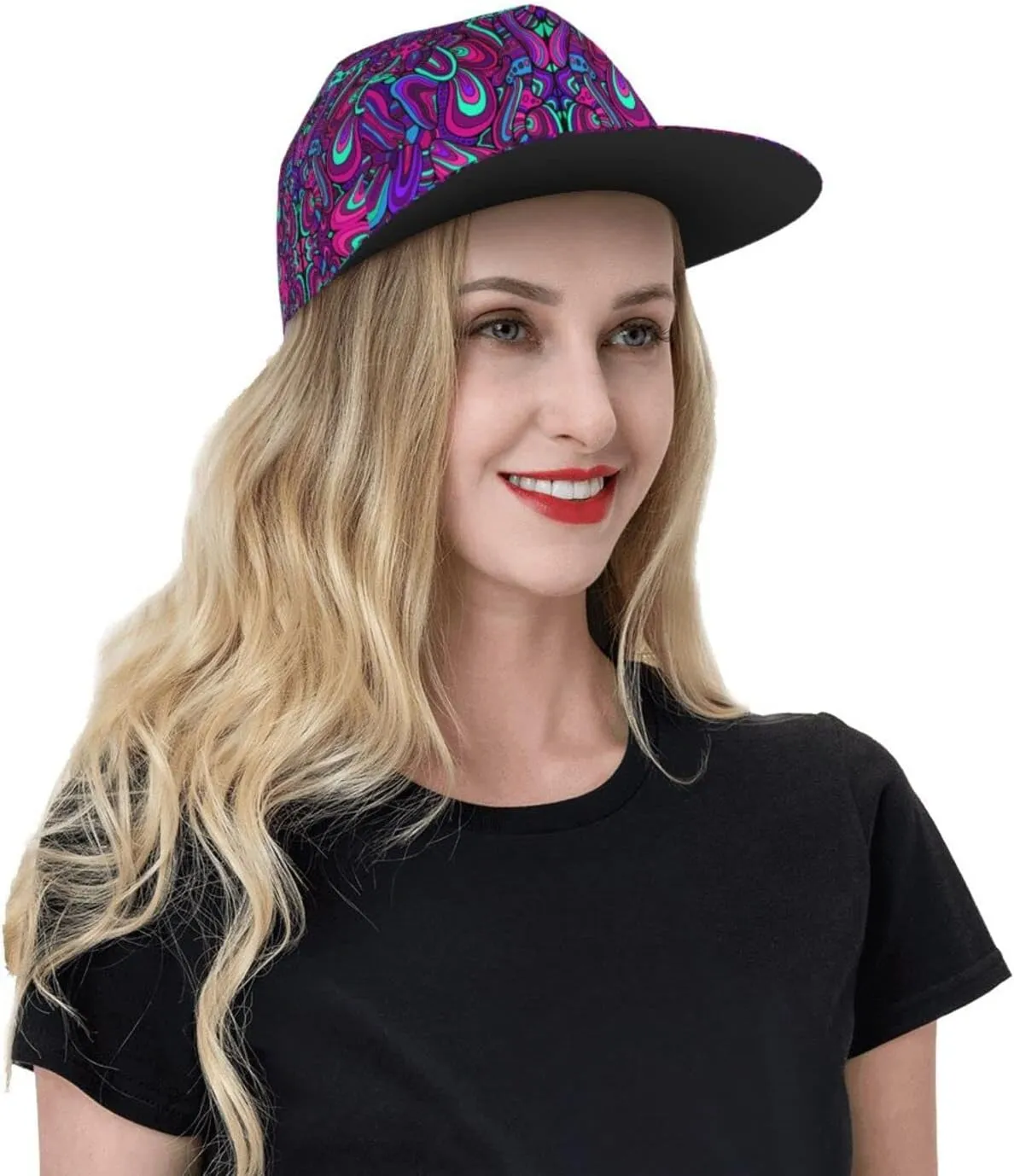 Funny Trippy Baseball Cap Men Women Rainbow Tie Dye Adjustable Snapback Flat Bill Hip Hop Hat
