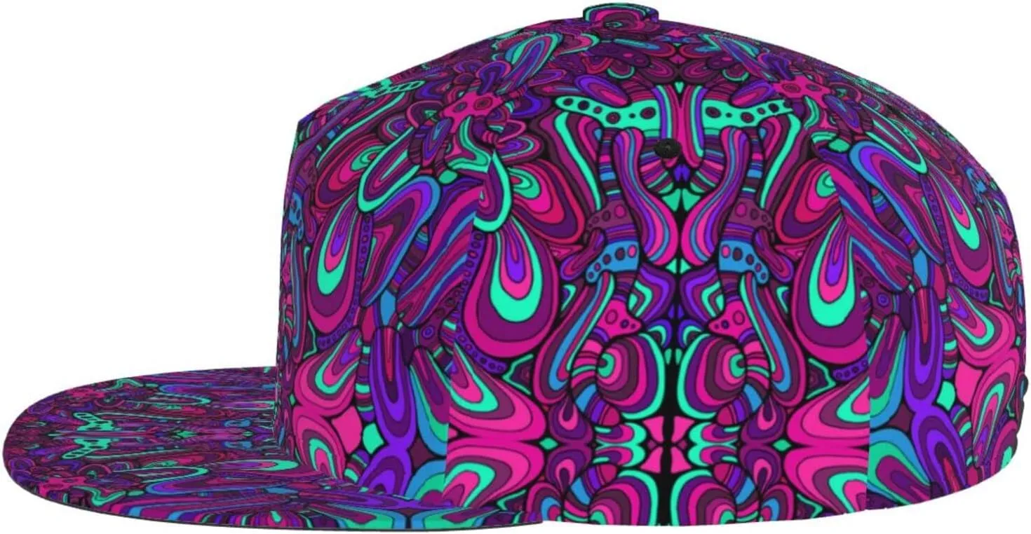 Funny Trippy Baseball Cap Men Women Rainbow Tie Dye Adjustable Snapback Flat Bill Hip Hop Hat