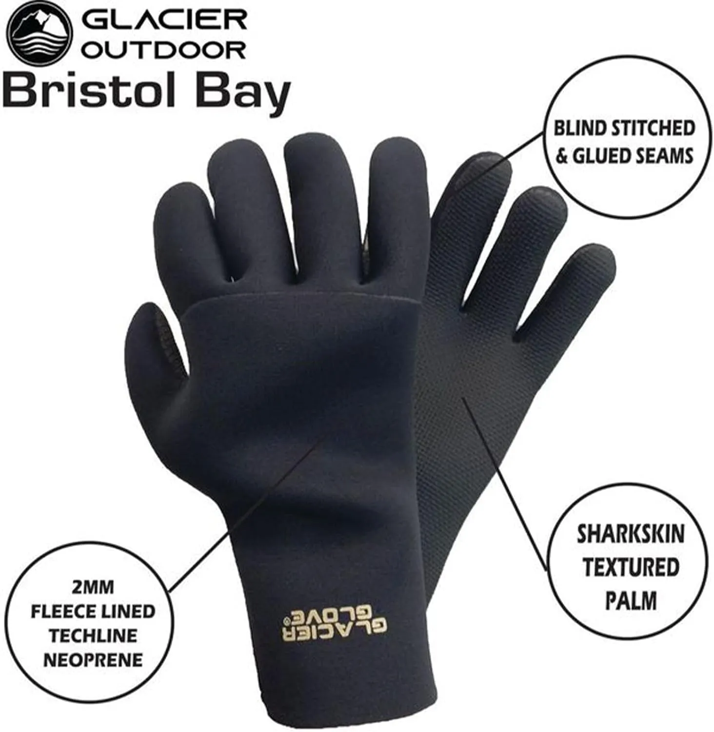 Glacier Glove Bristol Bay Warm Durable Waterproof Fleece-Lined Outdoor Fishing Cold Weather Glove w/Sharkskin Textured Palm
