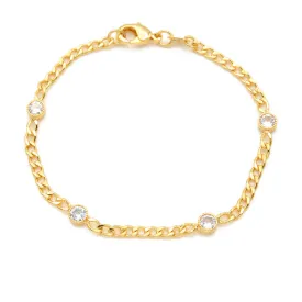 Gold Filled Cubic Zirconia Link Chain Bracelet