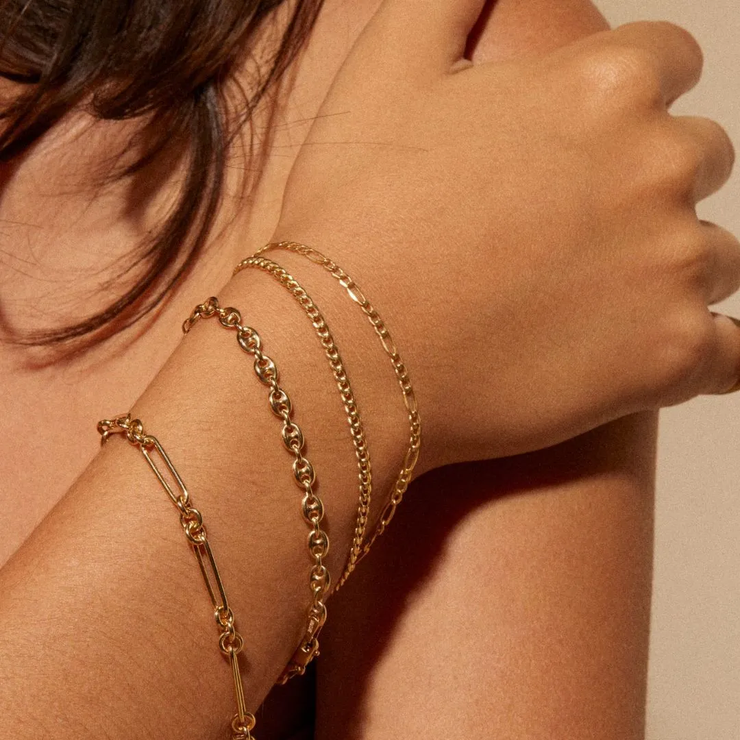 Gold "Puffed Mariner" Chain Bracelet