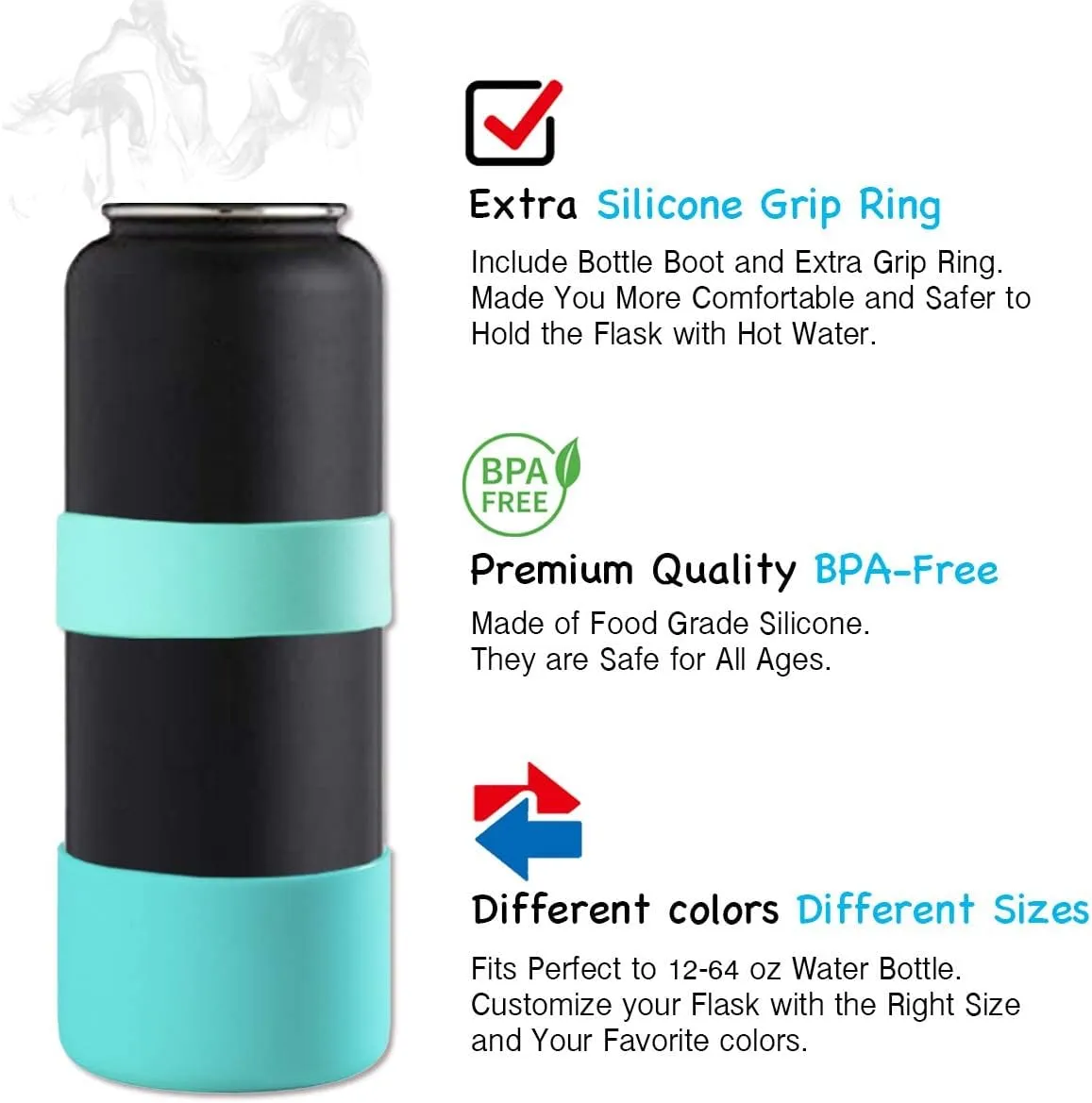 Greant Double Protective Water Bottle Boot Compatible with Hydro Flask, Silicone Flex Boot Compatible with Hydroflask Boot, Universal Anti-Slip Bottle Sleeve, 3 Sizes to Choose