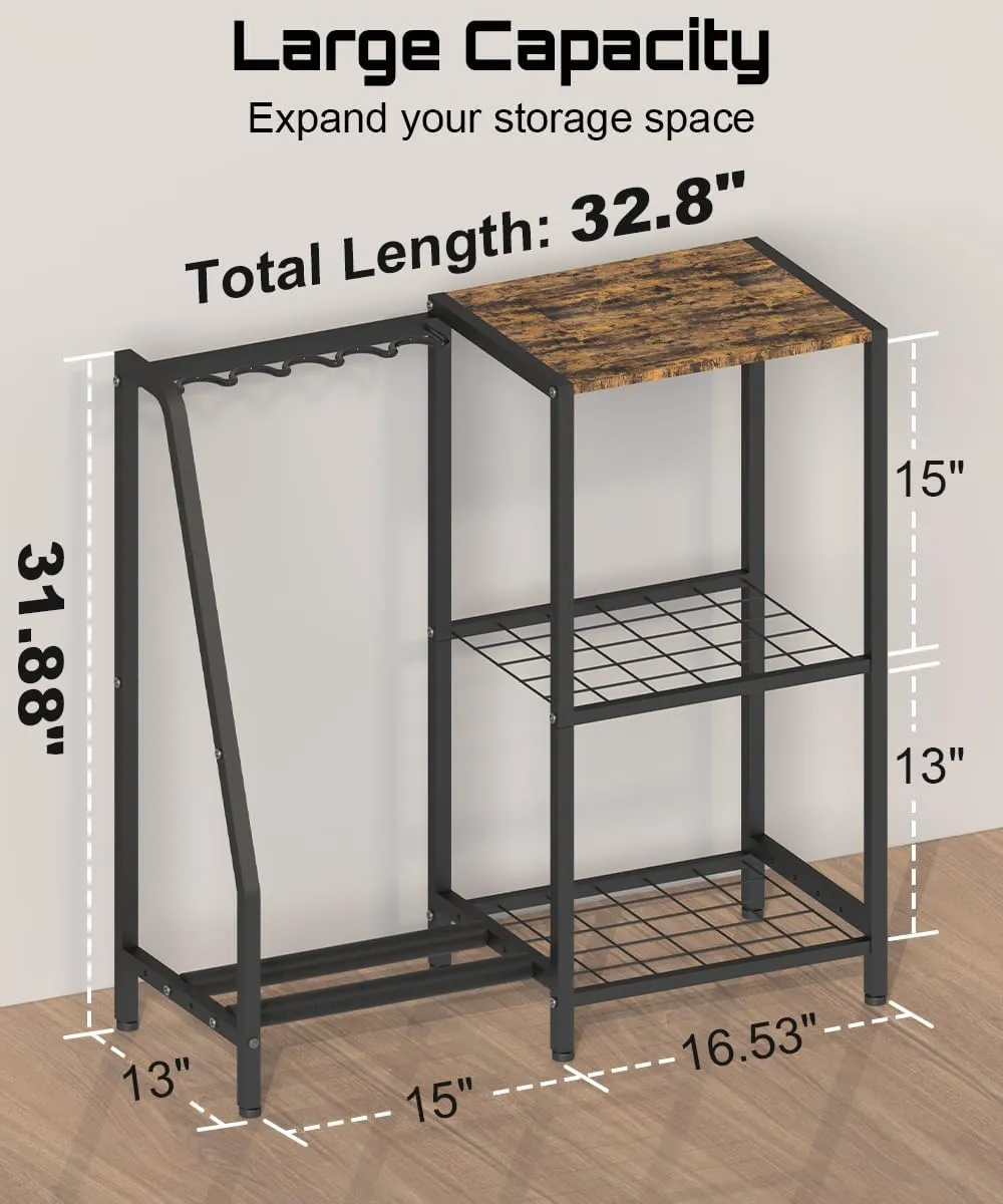 Gun Rack Stand, Vertical Rifle Display Holder with Gun Storage Solutions Shelf, Floor Shotgun Organizer Racks with Padding for Home Garage, Hold up to Long Guns and Gun Accessories