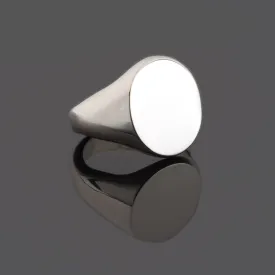 Hand Engraved Initials Heavy Oval 20 x 16mm Silver Signet Ring