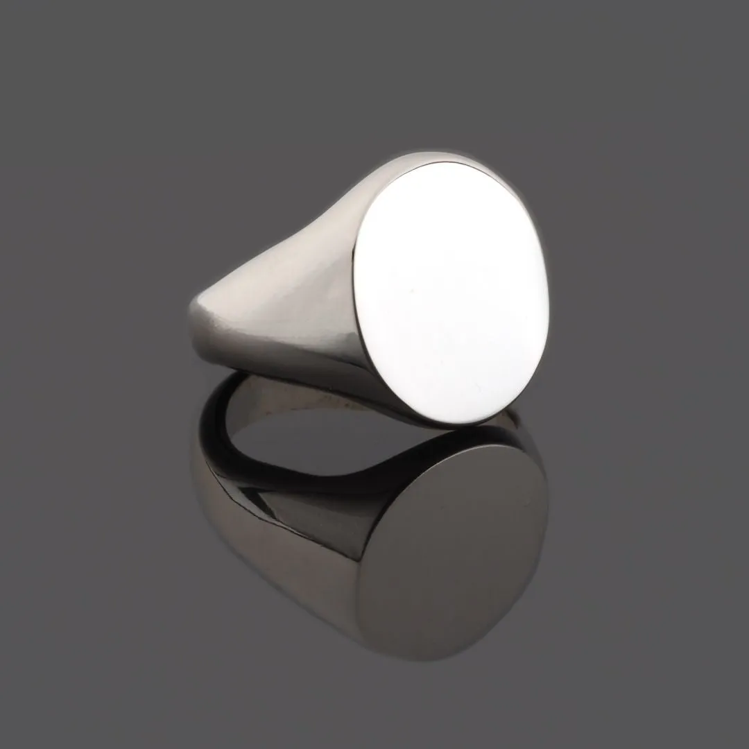 Hand Engraved Initials Heavy Oval 20 x 16mm Silver Signet Ring