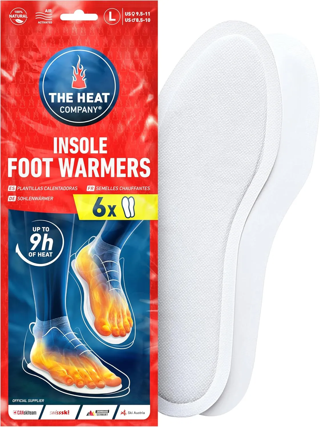 Insole Foot Warmers - 6, 12 or 32 Pairs  S, M, L, XL  9h of Warmth - Air Activated Feet Warmers - Purely Natural - Toe Warmers for Feet - Insole Foot Warmers for Women & Men
