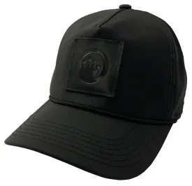 KING OF THE BEACH Miramar Black Leather Patch Hat - Mens Velcro Closure Baseball Cap