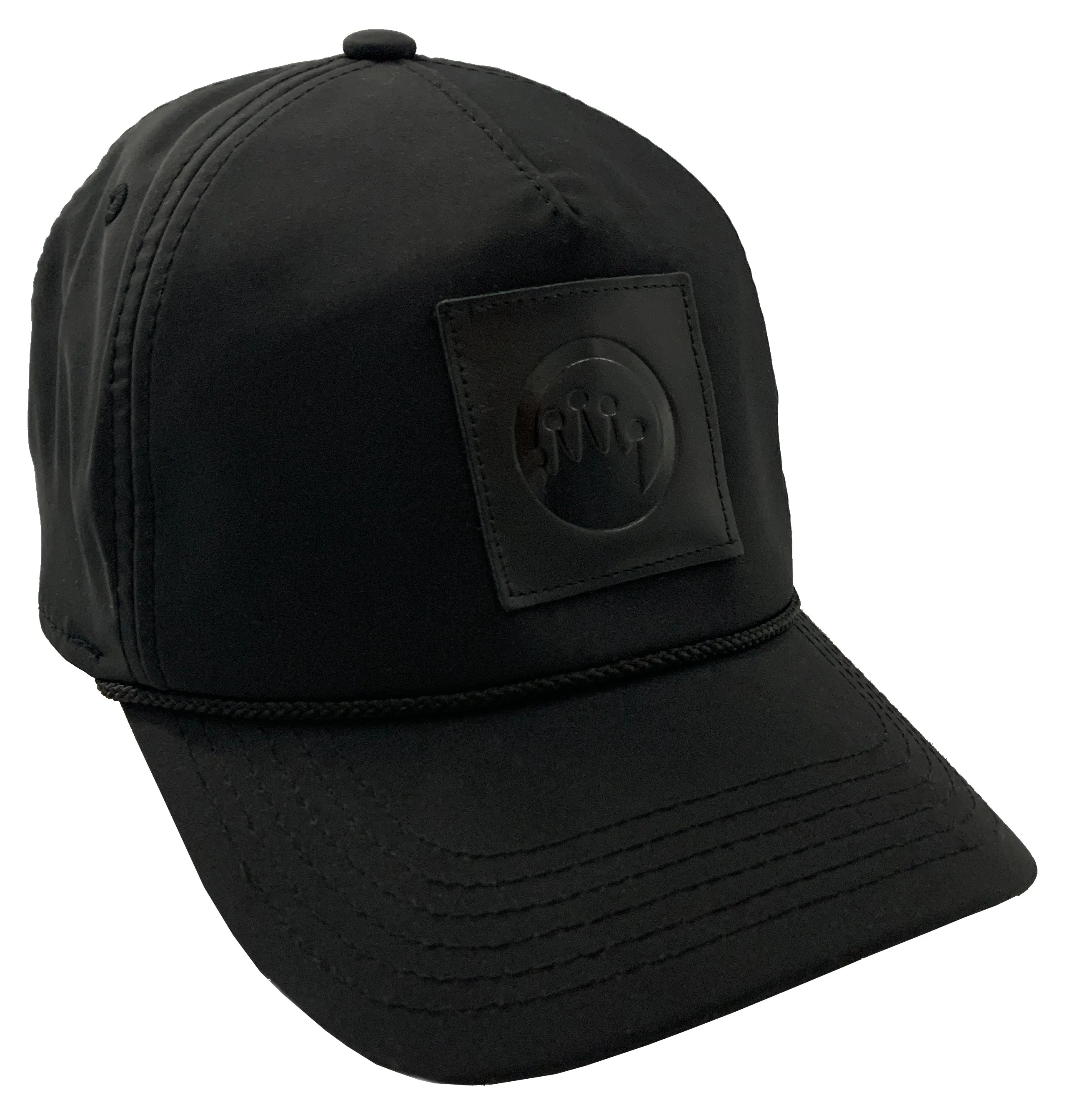 KING OF THE BEACH Miramar Black Leather Patch Hat - Mens Velcro Closure Baseball Cap