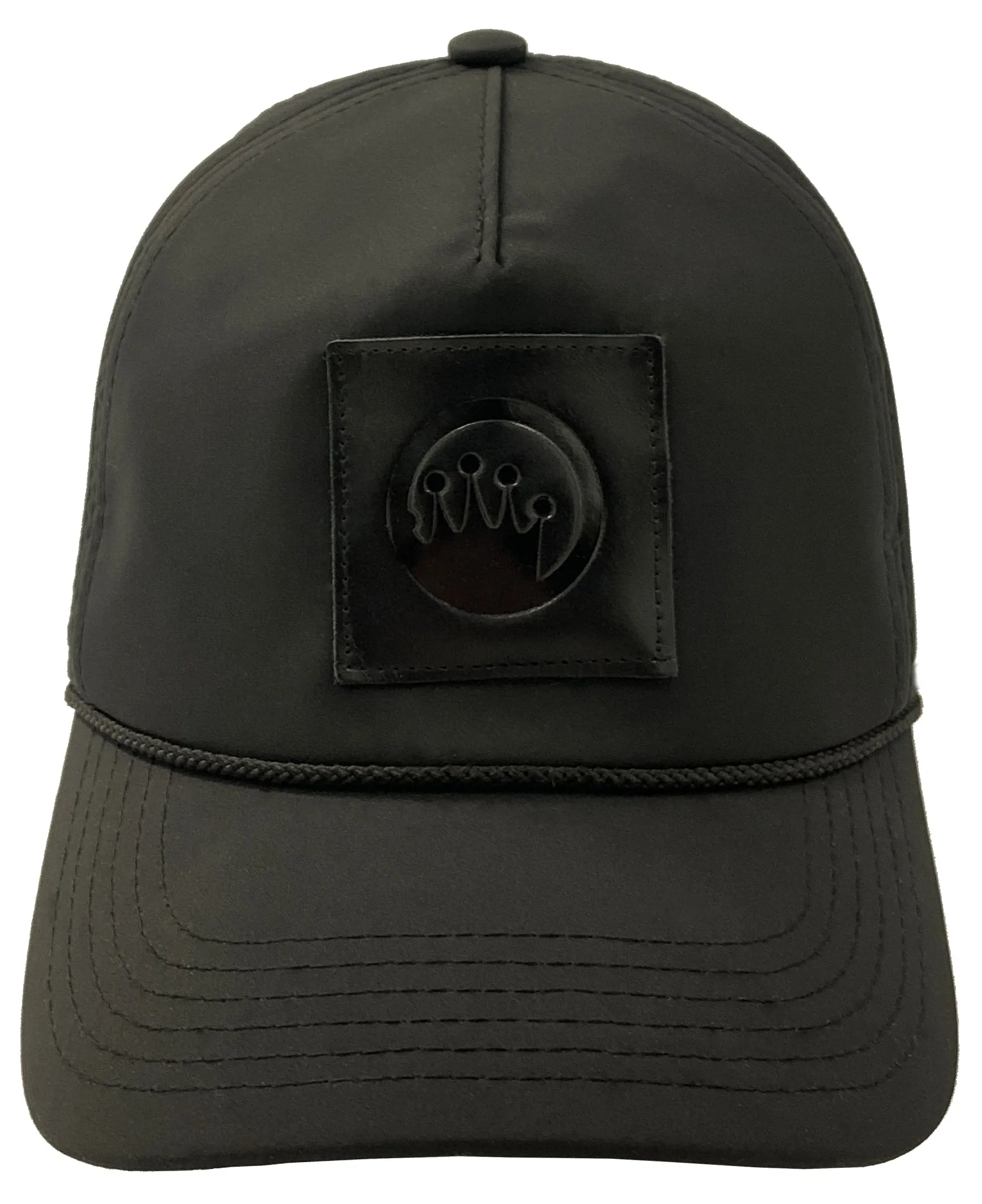 KING OF THE BEACH Miramar Black Leather Patch Hat - Mens Velcro Closure Baseball Cap
