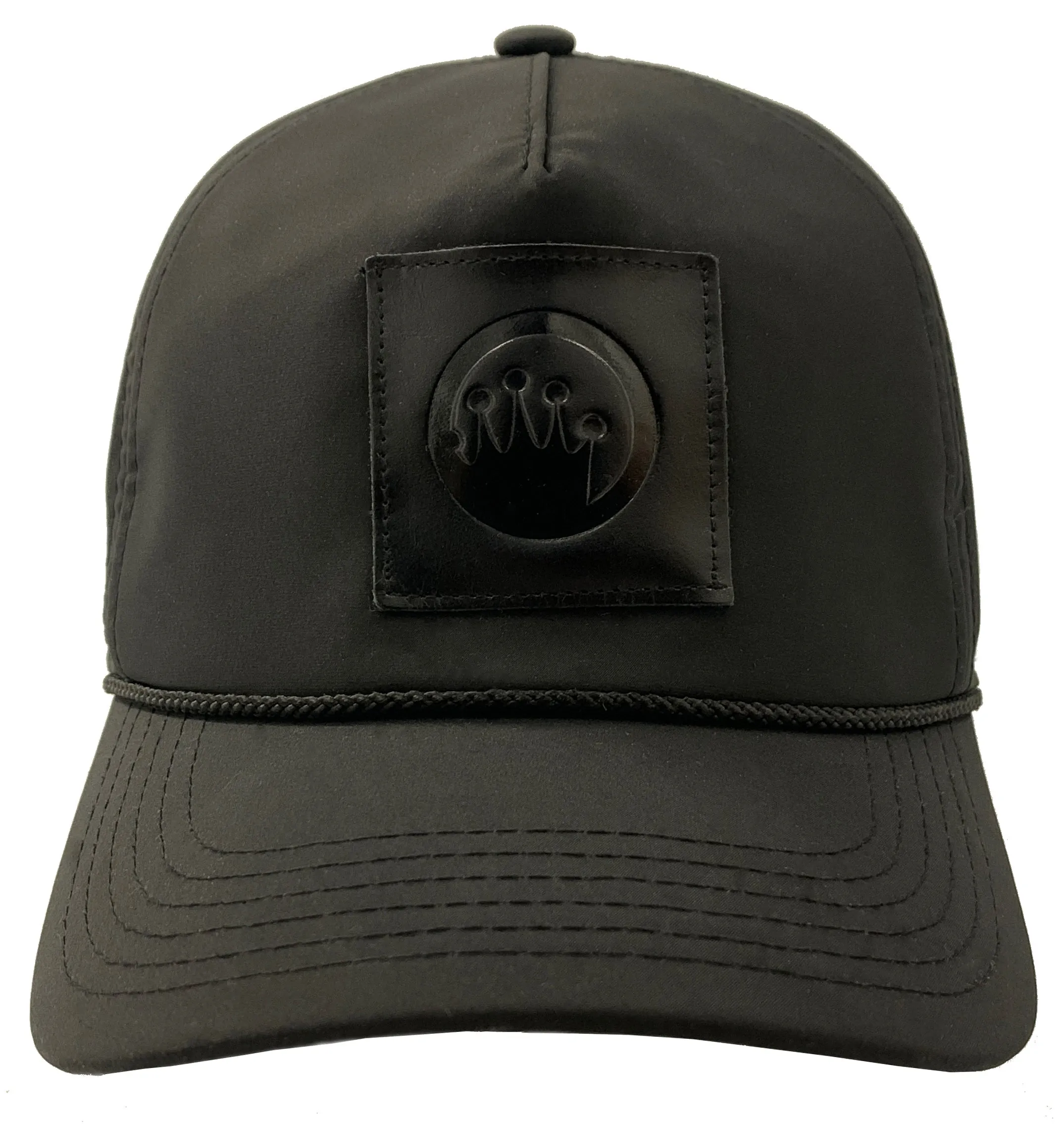 KING OF THE BEACH Miramar Black Leather Patch Hat - Mens Velcro Closure Baseball Cap