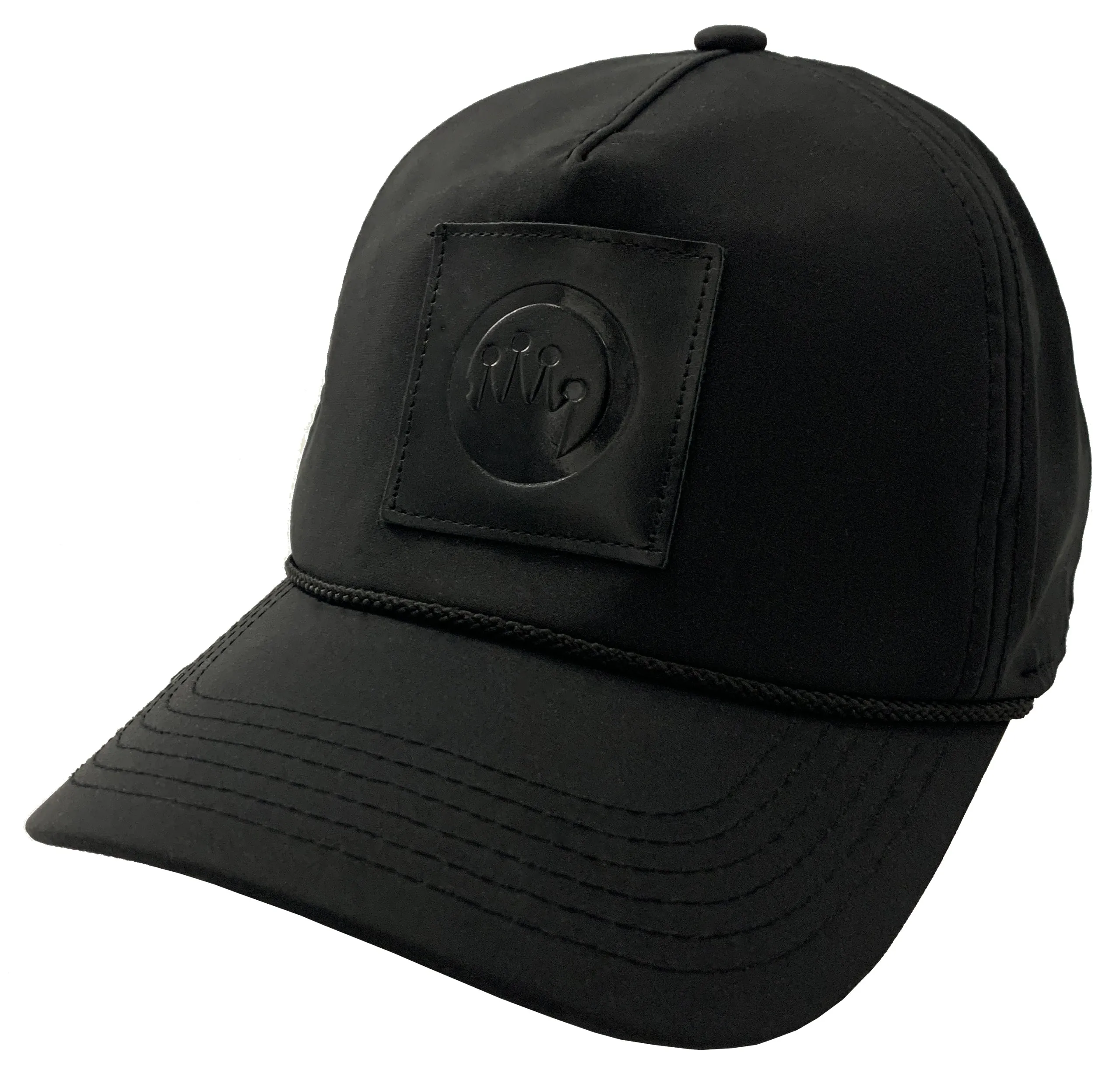 KING OF THE BEACH Miramar Black Leather Patch Hat - Mens Velcro Closure Baseball Cap