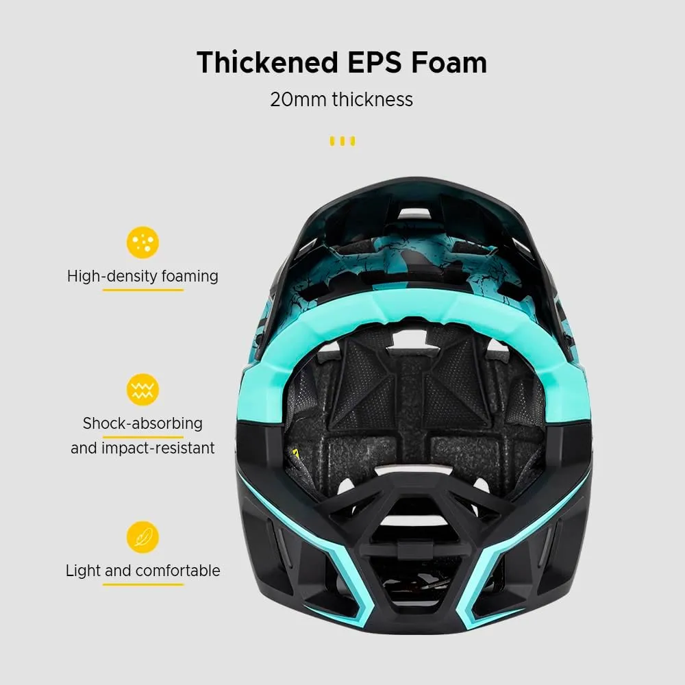 Lixada Adult Bike Helmet, Full Face Mountain Bike Helmet Lightweight Bicycle Helmet with Pads & Visor, Comfort Cycling Helmet Racing Downhill MTB Helmet for Men Women