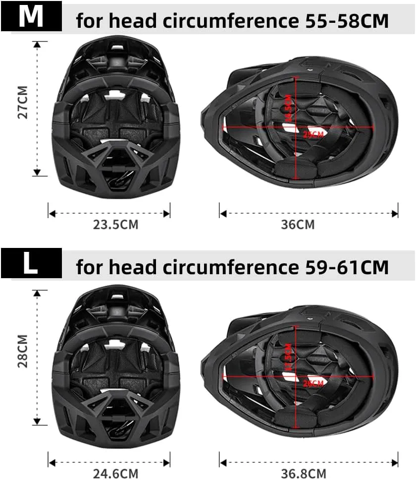 Lixada Adult Bike Helmet, Full Face Mountain Bike Helmet Lightweight Bicycle Helmet with Pads & Visor, Comfort Cycling Helmet Racing Downhill MTB Helmet for Men Women