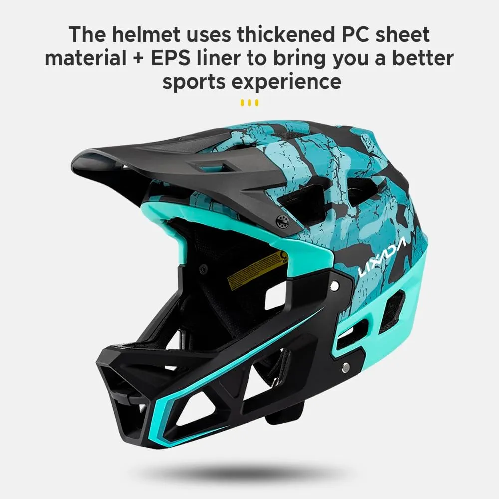 Lixada Adult Bike Helmet, Full Face Mountain Bike Helmet Lightweight Bicycle Helmet with Pads & Visor, Comfort Cycling Helmet Racing Downhill MTB Helmet for Men Women