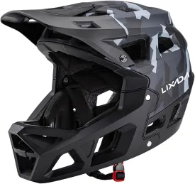 Lixada Adult Bike Helmet, Full Face Mountain Bike Helmet Lightweight Bicycle Helmet with Pads & Visor, Comfort Cycling Helmet Racing Downhill MTB Helmet for Men Women