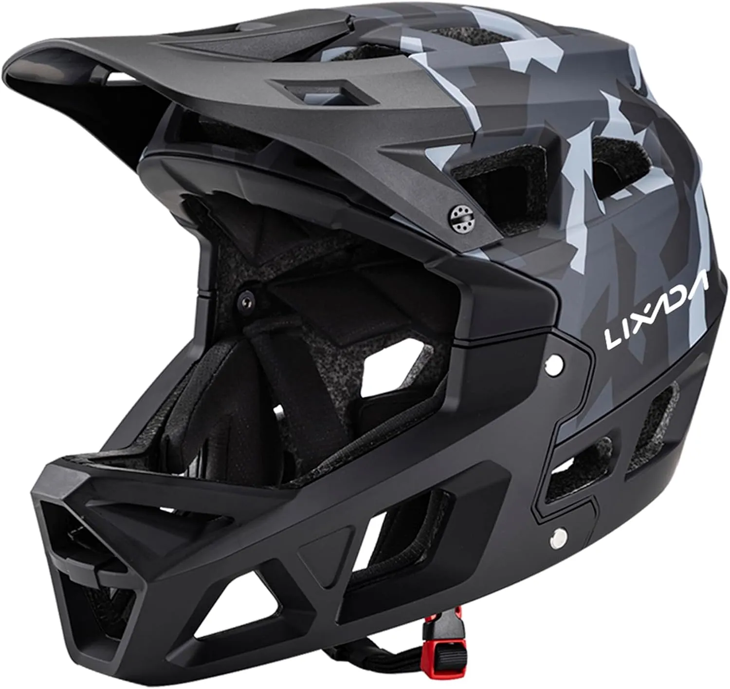 Lixada Adult Bike Helmet, Full Face Mountain Bike Helmet Lightweight Bicycle Helmet with Pads & Visor, Comfort Cycling Helmet Racing Downhill MTB Helmet for Men Women