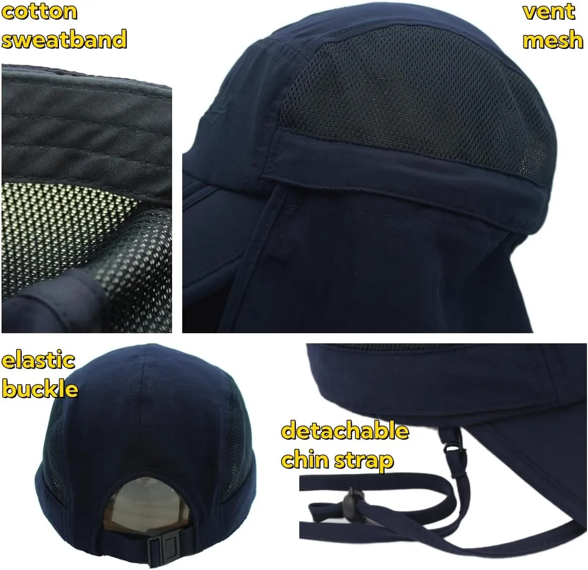 LLmoway Mens Womens Kids Sun Protection Fishing Hat Safari Flap Cap Quick Dry