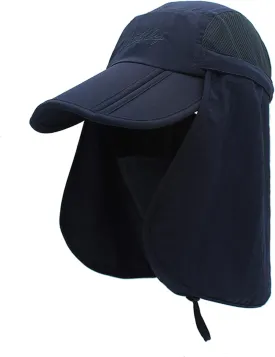 LLmoway Mens Womens Kids Sun Protection Fishing Hat Safari Flap Cap Quick Dry