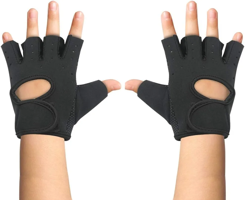 Luwint Kids Fingerless Workout Gloves - Anti-Slip Fitness Mitten for Children Cycling Yoga Weightlifting, 1 Pair